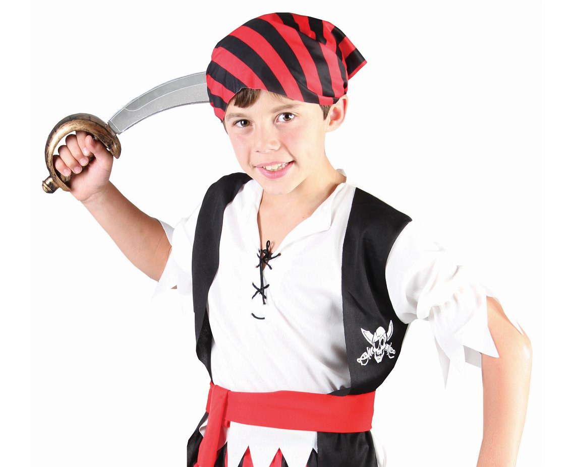 Role play-set for kids Striped Captain (pants, shirt with vest, belt, bandana), size 110/120 cm